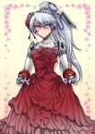  android aqua_hair bare_shoulders blue_hair blush dark_persona dress labrys long_hair persona persona_4:_the_ultimate_in_mayonaka_arena ponytail red_dress red_wedding_dress robot_joints segami_daisuke shadow_(persona) solo wedding_dress yellow_eyes 