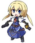  1girl atlus blonde_hair blue_eyes chibi dress frederica_irving gun gunner lowres sekaiju_no_meikyuu shin_sekaiju_no_meikyuu_millenium_no_shoujo solo twin_pigtails twintails weapon 