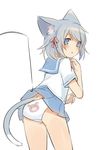  animal_ears animal_print back-print_panties bad_id bad_pixiv_id bear_panties bear_print blue_eyes blue_hair blush cat_ears cat_tail fishing_rod from_behind hair_ribbon looking_back mizuki_(koko_lost) original panties pleated_skirt print_panties ribbon school_uniform serafuku short_hair skirt skirt_lift solo tail underwear white_panties 