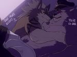  &lt;3 abs anthro biceps big_muscles black_nose boxer_briefs boxers briefs brown_fur bulge canine chest_tuft clothing couple cuddling drks fangs fur gay grin gripping grope hair hat holding hug lying male mammal muscles on_back on_front on_side open_mouth pants pants_down pecs pose purple_fur purple_hair red_eyes scar smile tattoo teeth topless tuft underwear white_fur white_hair wolf 