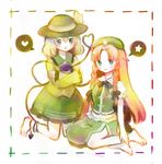  bad_id bad_pixiv_id beret blue_eyes blush braid eyeball green_eyes green_hair hat hat_ribbon heart heart_of_string hong_meiling komeiji_koishi long_hair multiple_girls onaga open_mouth red_hair ribbon short_hair short_sleeves sitting skirt slim_legs smile star third_eye touhou twin_braids vest wide_sleeves 