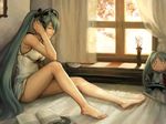  breasts chibi_miku green_hair hatsune_miku headphones leek long_hair vocaloid 