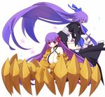  blue_eyes breasts claws fate/extra fate/extra_ccc fate_(series) hair_ribbon huge_breasts long_hair meltlilith mondo_pop multiple_girls passion_lip purple_eyes purple_hair red_eyes ribbon very_long_hair 