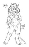  blood breasts canine dktorzi ear_piercing fangs female inks invalid_tag looking_at_viewer mammal monochrome navel nipples nude piercing plain_background pussy sketch smile solo sword video_games warcraft warrior weapon were werewolf white_background worgen world_of_warcraft 