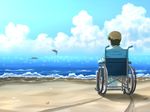  1girl beach edelweiss game_cg hinata_mizuki katakura_shinji short_hair wheelchair 