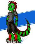  barefoot blue_eyes happy lilchu male reptile scalie solo 