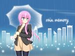  oshou pantyhose pink_hair rain tagme 