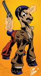  afro angry black_dynamite black_dynamite_(character) black_hair brown_eyes ceehoff clothing equine facial_hair gun hair horn horse looking_at_viewer magic male mammal mustache my_little_pony ponification pony ranged_weapon revolver signature solo sucka suit unicorn weapon 