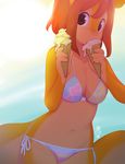  &lt;3 anthro bikini breasts brown_eyes brown_hair clothed clothing cute dripping dutch_angle female hair ice_cream mammal miu navel panties peaches_(miu) rodent skimpy solo spots squirrel striped_panties swimsuit tight_clothing underwear wide_hips 