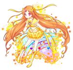  boots bow brooch bubble_skirt choker circlet cure_muse_(yellow) eighth_note frills hair_ribbon heart jewelry knee_boots long_hair magical_girl musical_note orange_hair pink_eyes precure ribbon shirabe_ako sikuhima skirt solo star suite_precure treble_clef very_long_hair yellow_bow yellow_choker yellow_skirt 