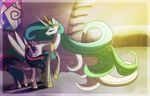  crown duo equine famosity female feral friendship_is_magic gold hair horn horse long_hair mammal multi-colored_hair my_little_pony necklace outside pony princess princess_celestia_(mlp) purple_eyes royalty sparkles standing sun twilight_sparkle_(mlp) winged_unicorn wings 