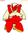  anthrofied avian big_breasts blaziken breasts female habbodude nintendo nipples non-mammal_breasts pok&#233;mon pok&#233;morph pok&eacute;mon pose pubes pussy seductive solo thecon video_games 