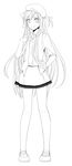  aki_(neyuki41028) alternate_costume asuna_(sao) beret casual fashion full_body greyscale hand_on_hip hand_on_own_chest hat highres lineart long_hair looking_at_viewer monochrome skirt smile solo sword_art_online 