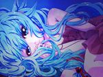  bad_id bad_pixiv_id bare_shoulders blue_eyes blue_hair dress long_hair lying on_side original wisespeak 