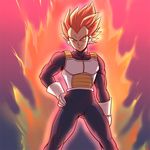  aura dragon_ball dragonball dragonball_z gloves grin red_hair smile super_saiyan_god vegeta 