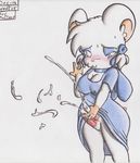  anthro anthrofied bijou blue_eyes blush breasts cleavage clothed clothing cum cum_on_penis cumshot dickgirl double_penis hamtaro_(series) intersex looking_at_viewer multi_cock orgasm penis plain_background roy_mccloud solo sweat white_background 