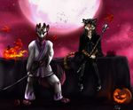  canine duo feline halloween holidays invalid_tag mammal mask sabakusuna seasonal sword tiger weapon wolf 