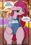  camel_toe camera dialog english_text equine female feral friendship_is_magic fur hair horse japanese_text mammal my_little_pony one-piece_swimsuit pink_fur pink_hair pinkamena_(mlp) pinkie_pie_(mlp) pony solo straight_hair swim_suit swimsuit text tiarawhy video_camera 