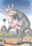 absurdres animal ass bad_id bad_pixiv_id bestiality blonde_hair boots breasts camera cum cum_in_pussy day donkey green_eyes high_heels highres large_breasts mountain open_clothes open_mouth original penis pigeon-toed pussy sex skirt skirt_lift tears thighhighs tripod uncensored vaginal virgin wide-eyed zhean_li 