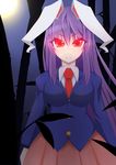  animal_ears bamboo bamboo_forest blazer bunny_ears forest glowing glowing_eyes jacket long_hair moonlight moto_jukensei nature purple_hair red_eyes reisen_udongein_inaba solo touhou 