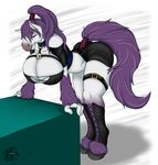  big_breasts breasts cleavage clothed clothing equine female hair hooves horse huge_breasts invalid_tag mammal purple_hair sikafox solo thick_thighs thighs 