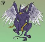  4_toes abs anthro avian beak biceps bird digitigrade feathers gradient_background gryphon invalid_color lethal_doors male muscles nipples nude paws pecs plain_background pose purple_body purple_feathers simple_background sitting solo spread_wings talons tasteful_nude toes vertigo white_feathers wings 