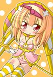  bad_id bad_pixiv_id beatmania beatmania_iidx bemani blonde_hair breasts com_(chocolate_blossom) hair_ornament hat ki_no_rapika looking_at_viewer medium_breasts red_eyes smile solo thighhighs underwear weapon 