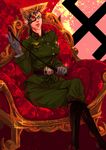  battle_tendency blonde_hair blue_eyes boots chair crossed_legs cyborg genderswap genderswap_(mtf) jojo_no_kimyou_na_bouken licking_lips nazi rudolph_von_stroheim short_hair sitting solo sparkle ss_insignia swastika tongue tongue_out uniform whip xxwktxx 