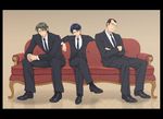  couch crossed_arms crossed_legs erd_gin formal glasses gunter_shulz levi_(shingeki_no_kyojin) male_focus multiple_boys necktie shingeki_no_kyojin sitting suit yappo_(point71) 