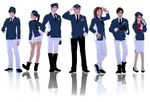  5boys beret black_hair blue_eyes boots brown_eyes brown_hair dot_(artist) formal glasses gloves hat highres iwasaki_ryuuji jacket jin_masato kuroki_takeshi long_hair morishita_tooru multiple_boys multiple_girls nakamura_miho_(go-busters) necktie peaked_cap pencil_skirt ponytail sakurada_hiromu short_hair shorts skirt skirt_suit suit sunglasses super_sentai tokumei_sentai_go-busters uniform usami_youko 