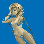  :o arms_up blue blue_background breasts dutch_angle groin jewelry long_hair looking_afar medium_breasts navel nude original parted_lips pochi_(pochi-goya) short_hair simple_background solo standing stomach 