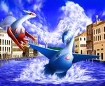  dragon female feral grand_canal latias latios legendary_pok&#233;mon male nintendo pok&#233;mon pok&eacute;mon red_eyes santa_maria_della_salute unknown_artist venice video_games water wings 