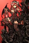  absurdres bird boots copyright_request cross hat highres moto_murabito red_eyes red_hair solo sword thighhighs traditional_media weapon 
