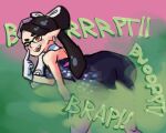 2021 5:4 accessory bare_shoulders bent_over big_butt biped black_eyelids black_hair blush brap breasts butt callie_(splatoon) cephalopod clothed clothing ear_piercing ear_ring fangs fart fart_cloud fart_fetish female gesture gloves green_fart_cloud green_text hair hair_accessory hand_gesture hand_on_leg handwear humanoid humanoid_pointy_ears inkling leggings legwear looking_at_viewer looking_back looking_back_at_viewer marine medium_breasts mollusk nintendo one_eye_closed onomatopoeia open_mouth open_smile piercing pink_background pink_clothing pink_leggings pointing pointing_at_self pointy_nose presenting presenting_hindquarters pseudo_hair rear_view ring_piercing sharp_fangs sharp_teeth simple_background smile solo sound_effects splatoon standing tan_body tan_skin teeth tentacle_hair tentacles text tight_clothing touching_own_face vowelless vowelless_sound_effect weirdparty white_clothing white_gloves white_handwear wink winking_at_viewer yellow_eyes