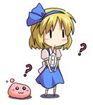  :3 ? alice_margatroid alice_margatroid_(pc-98) blonde_hair blue_hairband blue_skirt bow chibi child crossover hairband lowres non-web_source poring ragnarok_online shirt short_hair skirt suspenders touhou touhou_(pc-98) white_bow white_legwear white_shirt 