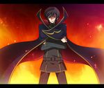  black_hair cape code_geass crossed_arms geass jyuru lelouch_lamperouge male_focus purple_eyes solo zero_(code_geass) 