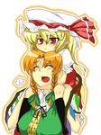  :t ariyoshi_gen bad_id bad_pixiv_id blonde_hair braid carrying closed_eyes flandre_scarlet hat hong_meiling multiple_girls orange_hair pointy_ears pout red_eyes ribbon shoulder_carry tears touhou twin_braids wings 