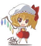  blonde_hair chibi fang flandre_scarlet hat red_eyes rikumaru solo touhou 