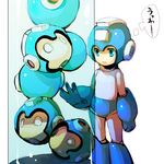  1up against_glass bad_id bad_pixiv_id blue_eyes head male_focus rockman rockman_(character) rockman_(classic) solo stasis_tank zakki 