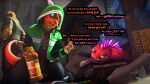  3d_(artwork) alien animate_inanimate annoyed anthro arthropod bloom blue_bottomwear blue_clothing blue_eyes blue_pants bottomwear box cardboard cardboard_box city clothed clothing comic confusion container crystal dialogue digital_media_(artwork) dragon-v0942 dumpster duo english_text female fingers gatlean green_clothing green_eyes green_jacket green_topwear hair hi_res high_on_life horn insect insect_(petruz) jacket juice_(beverage) kneeling kobold living_weapon looking_away looking_down looking_down_at_another male mathew_kelly one_panel_comic open_mouth orange_body orange_juice orange_scales pants profanity red_body red_clothing red_shirt red_topwear reptile scales scalie shirt size_difference snake snake_(petruz) source_filmmaker_(artwork) street sweezy_(high_on_life) tail teeth text thinking topwear trash weapon whiskers yellow_body yellow_scales 