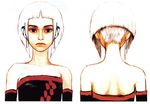  artist_request bare_shoulders black_eyes concept_art detached_sleeves dress earrings flat_chest highres jewelry official_art orta panzer_dragoon panzer_dragoon_orta short_hair silver_hair strapless strapless_dress tube_dress 