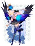  armor armored_dress blue_flower blue_rose boots choker crown dress elbow_gloves flower gloves gwendolyn hat multicolored multicolored_wings odin_sphere rose strapless strapless_dress thigh_boots thighhighs white_hair wings yurizuka_(sergeant_heart) 