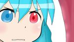  blue_eyes blue_hair face gununu heterochromia parody red_eyes s-flyer solo tatara_kogasa touhou 
