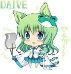  :3 =_= animal_ears bad_id bad_pixiv_id blue_eyes blush cat_ears cat_tail chibi chopsticks daive detached_sleeves fang frog green_hair hair_ornament happy kemonomimi_mode kochiya_sanae long_hair open_mouth short_hair simple_background skirt snake solo tail tail_wagging touhou 