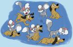  2022 3_toes barefoot black_ears black_eyes black_nose blue_background brown_body brown_feet brown_fur canid canine canis celine_(celine_and_cheswick) celine_and_cheswick cheswick domestic_cat domestic_dog duo feet felid feline felis female feral fur green_eyes grey_body grey_feet grey_fur hair hug looking_down looking_up male mammal mongo_pangolin pawpads pink_inner_ear pink_nose running signature simple_background soles toes walking white_body white_fur white_hair 
