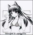  animal_ears bikini cat_ears gokou_ruri greyscale long_hair mole mole_under_eye monochrome nightmare77zx ore_no_imouto_ga_konna_ni_kawaii_wake_ga_nai paw_pose solo swimsuit 