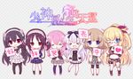  &gt;_&lt; :3 :d ;3 ^_^ aqua_eyes black_hair black_legwear blonde_hair bow brown_hair cardigan casual chibi closed_eyes copyright_name drill_hair hair_bow hair_ribbon hairband heart hirohara_honoka holding_hands lavender_hair leggings lineup long_hair michioka_airi midriff moriyama_shijimi multiple_girls navel okushiro_yuki open_cardigan open_clothes open_mouth pantyhose pink_hair purple_eyes red_eyes ribbon shoes short_hair shorts shoujo_shin'iki_shoujo_tengoku skirt smile socks takagi_sana thighhighs tsukamine_miori tsunasaka_aoi twin_drills twintails v-shaped_eyebrows very_long_hair x3 