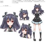  1girl black_hair choujigen_game_neptune choujigen_game_neptune_mk2 compile_heart dress hair_ribbon idea_factory neptune_(series) red_eyes ribbon solo tongue uni_(choujigen_game_neptune) wink 