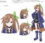  1girl boots brown_hair choker choujigen_game_neptune compile_heart green_eyes hair_ribbon idea_factory if_(choujigen_game_neptune) jacket neptune_(series) ribbon shorts solo 