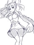  1girl breasts claws duel_monster harpie_channeler harpy long_hair looking_at_viewer monochrome monster_girl navel navel_cutout pataniito pataryouto pointy_ears solo wings yu-gi-oh! yuu-gi-ou_duel_monsters 